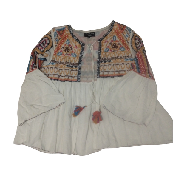 Embroidered Women's Cardigan in Cream and Red - Picture 2 of 5